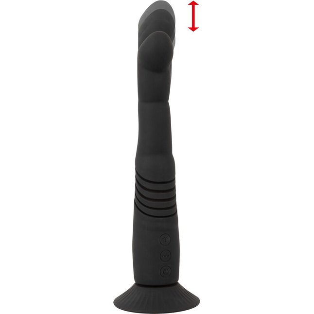 Черный вибратор с поступательными движениями G and P-Spot Thrusting Vibrator - 23 см - Couples Choice