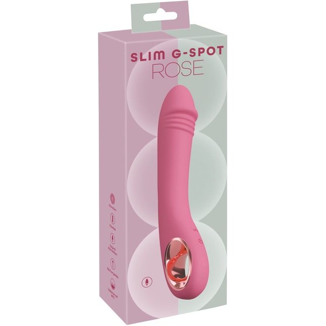 Розовый тонкий вибратор для точки G Slim G-Spot Rose - 21,4 см - You2Toys. Фотография 2.