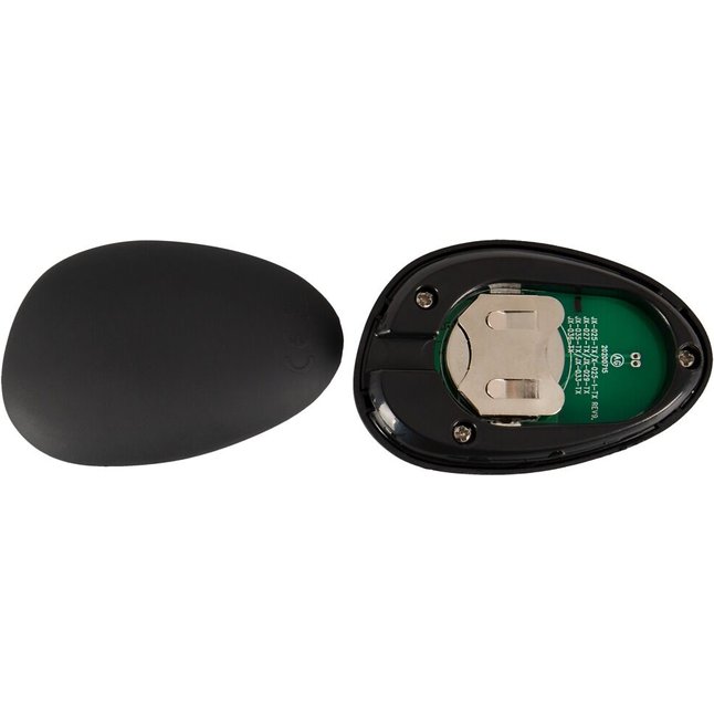 Черная вибронасадка для эрекции и стимуляции мошонки Cock ring with RC ball massager - Rebel. Фотография 8.