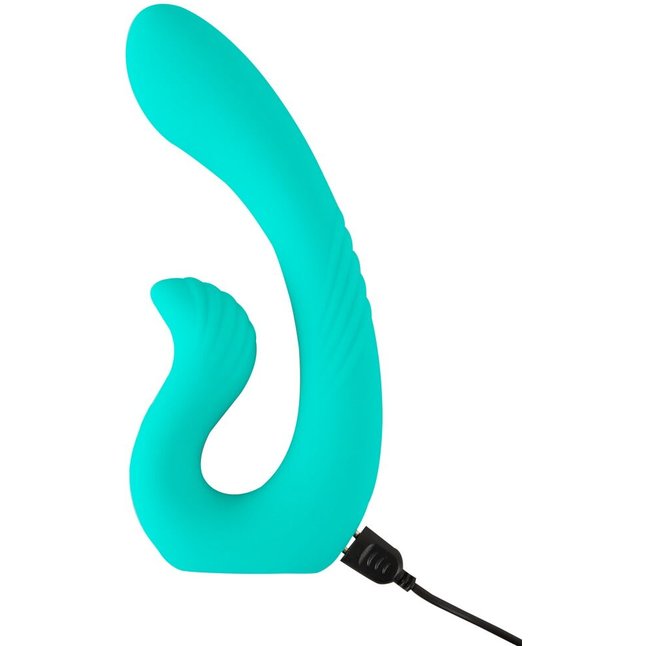 Бирюзовый вибратор NAIRA Dual Heads Vibrator - 17,5 см - Beau coeur. Фотография 7.