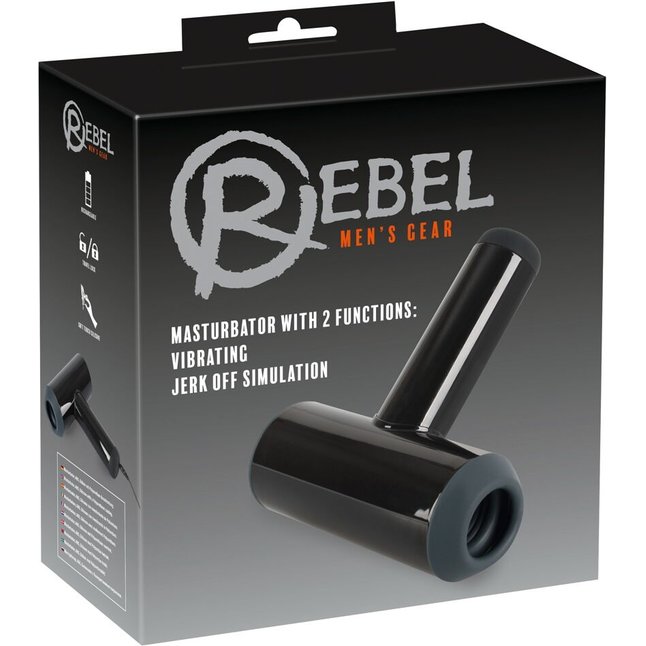 Черный мастурбатор с удобной ручкой Masturbator with 2 Functions - Rebel. Фотография 2.
