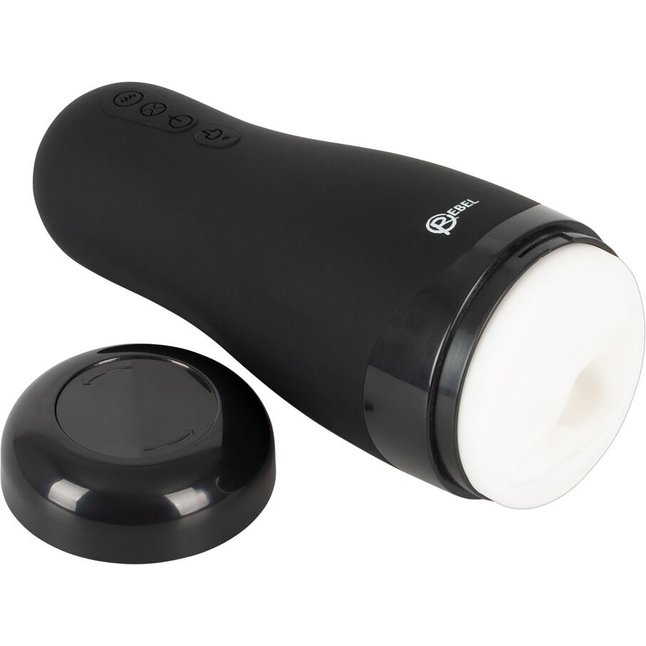 Черный вибромастурбатор с подогревом Masturbator with 3 Functions - Rebel. Фотография 3.