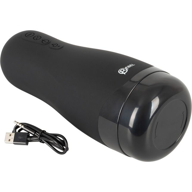 Черный вибромастурбатор с подогревом Masturbator with 3 Functions - Rebel. Фотография 7.