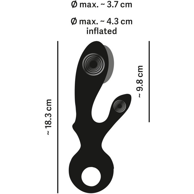 Черный вибратор-кролик с функцией расширения Inflatable Rabbit Vibrator - 18,3 см - Eternal. Фотография 11.