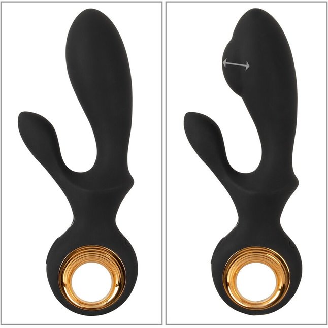 Черный вибратор-кролик с функцией расширения Inflatable Rabbit Vibrator - 18,3 см - Eternal. Фотография 4.