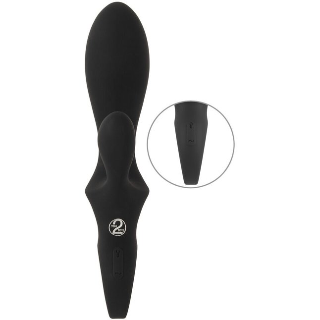 Черный вибратор-кролик с функцией расширения Inflatable Rabbit Vibrator - 18,3 см - Eternal. Фотография 5.