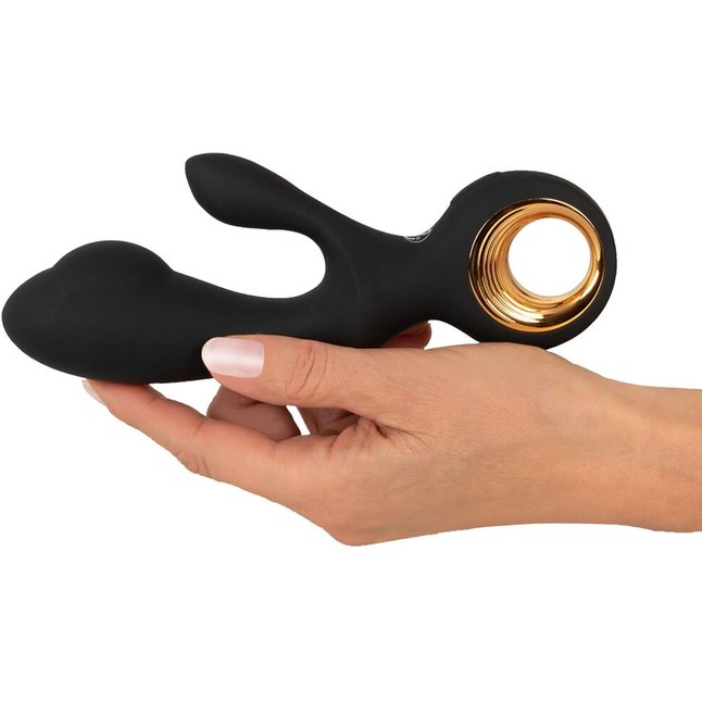 Черный вибратор-кролик с функцией расширения Inflatable Rabbit Vibrator - 18,3 см - Eternal. Фотография 7.