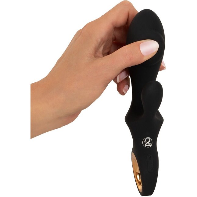 Черный вибратор-кролик с функцией расширения Inflatable Rabbit Vibrator - 18,3 см - Eternal. Фотография 8.