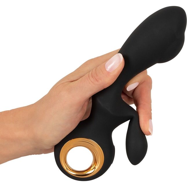 Черный вибратор-кролик с функцией расширения Inflatable Rabbit Vibrator - 18,3 см - Eternal. Фотография 9.