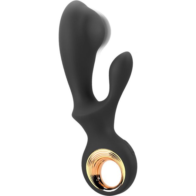 Черный вибратор-кролик с функцией расширения Inflatable Rabbit Vibrator - 18,3 см - Eternal