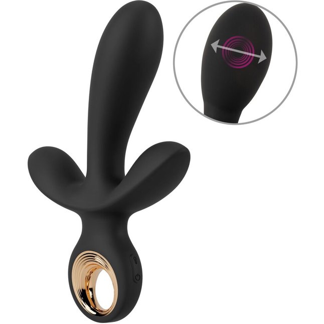 Черный вибратор с функцией расширения Inflatable Triple Vibrator - 18,9 см - Eternal. Фотография 3.