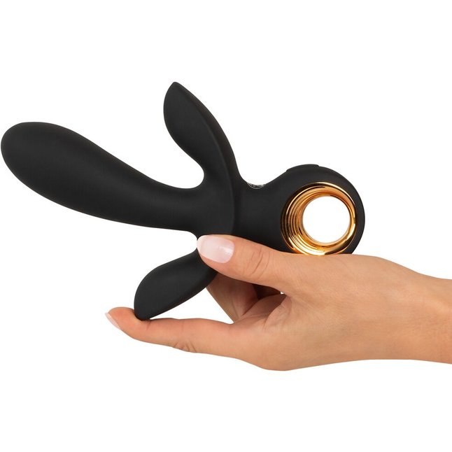 Черный вибратор с функцией расширения Inflatable Triple Vibrator - 18,9 см - Eternal. Фотография 6.