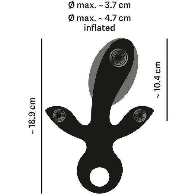 Черный вибратор с функцией расширения Inflatable Triple Vibrator - 18,9 см - Eternal. Фотография 8.