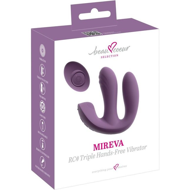 Фиолетовый тройной вибратор MIREVA RC Triple Hands-Free Vibrator - Beau coeur. Фотография 2.