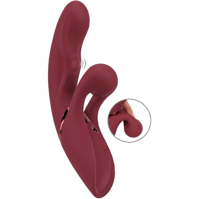Малиновый вибратор-кролик с функцией постукивания 2 Function Rabbit Vibrator - 22,3 см - JAVIDA. Фотография 4.