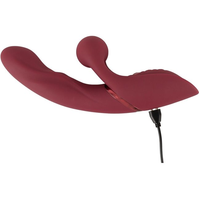 Малиновый вибратор-кролик с функцией постукивания 2 Function Rabbit Vibrator - 22,3 см - JAVIDA. Фотография 7.