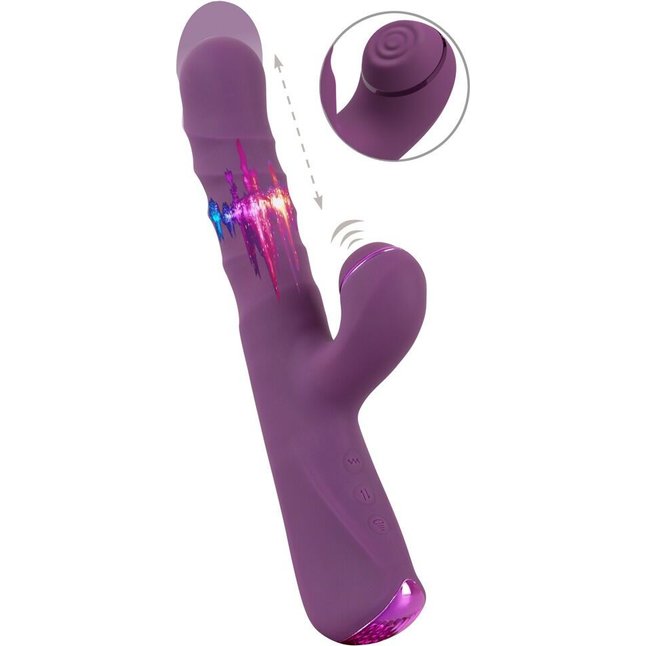 Фиолетовый вибратор-кролик с функцией постукивания и фрикциями 3 Function Rabbit Vibrator - 23,7 см - JAVIDA. Фотография 4.