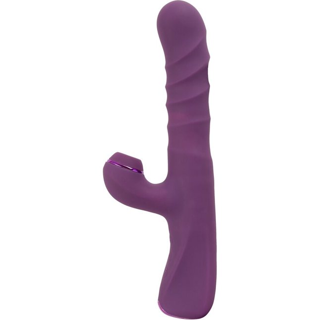 Фиолетовый вибратор-кролик с функцией постукивания и фрикциями 3 Function Rabbit Vibrator - 23,7 см - JAVIDA. Фотография 6.