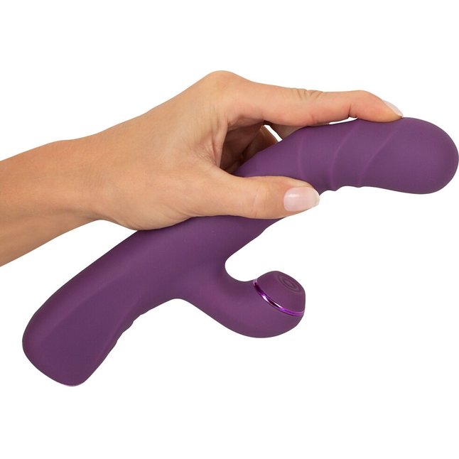 Фиолетовый вибратор-кролик с функцией постукивания и фрикциями 3 Function Rabbit Vibrator - 23,7 см - JAVIDA. Фотография 9.