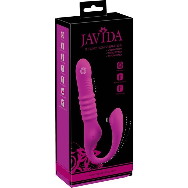 Лиловый вибратор 3 Function Vibrator с функцией фрикций и постукиванием - JAVIDA. Фотография 2.