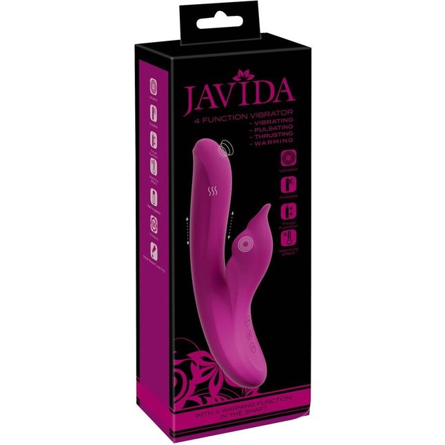 Лиловый вибратор-кролик 4 Function Vibrator - 24 см - JAVIDA. Фотография 2.