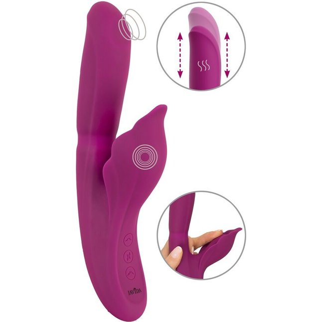 Лиловый вибратор-кролик 4 Function Vibrator - 24 см - JAVIDA. Фотография 4.