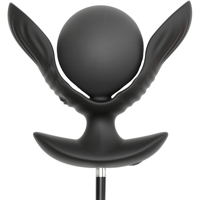 Черная расширяющаяся анальная пробка с вибрацией RC Inflatable Expander Plug with Vibration - Anos. Фотография 7.