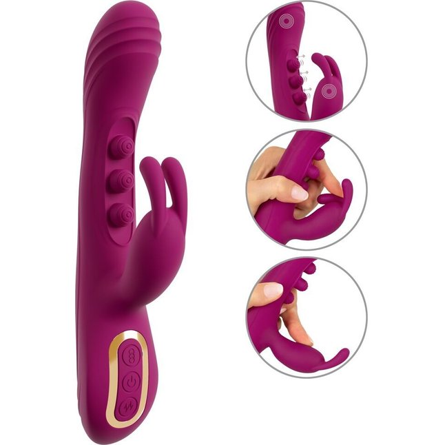 Лиловый вибратор-кролик 2 Function Vibrator Squirting - 22,5 см - JAVIDA. Фотография 4.