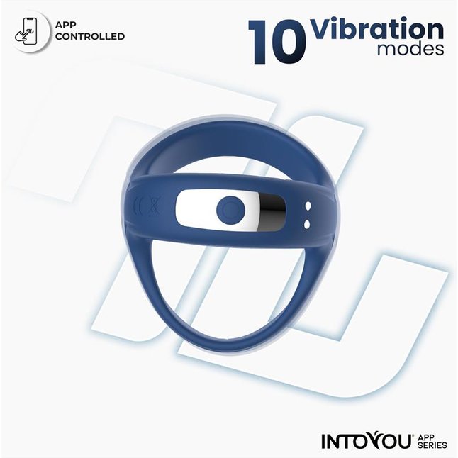 Синее интерактивное эрекционное виброкольцо Rank. Фотография 2.