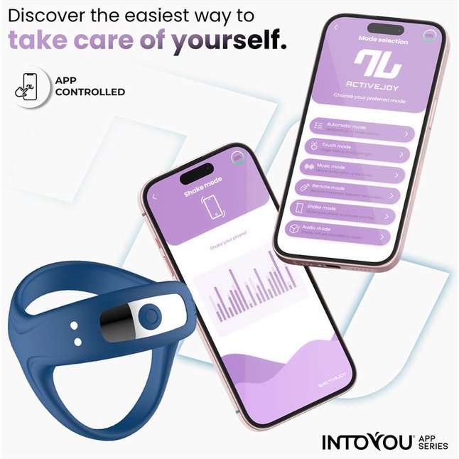 Синее интерактивное эрекционное виброкольцо Rank. Фотография 6.