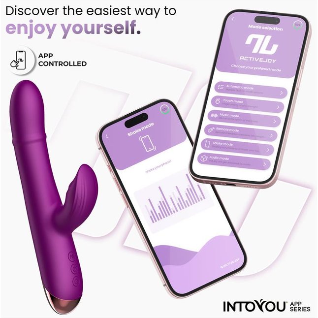 Фиолетовый интерактивный вибратор-кролик с кольцом из бусин и пульсацией Sendel. Фотография 5.