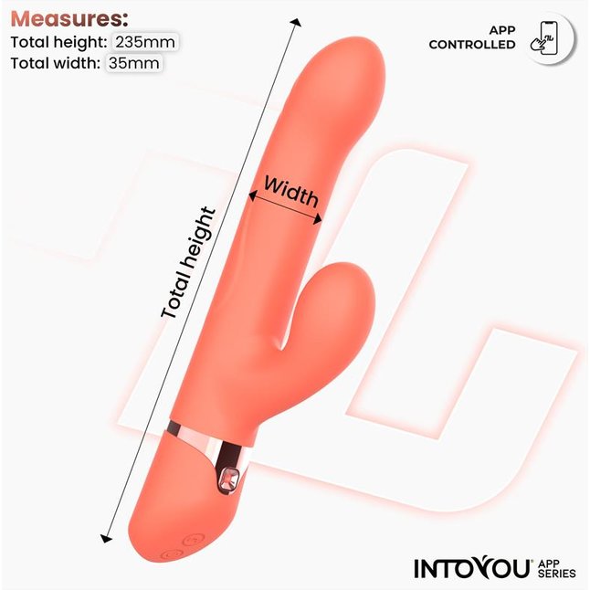 Коралловый вибратор-кролик с кольцом из бусин и имитацией фингеринга Mindy. Фотография 7.