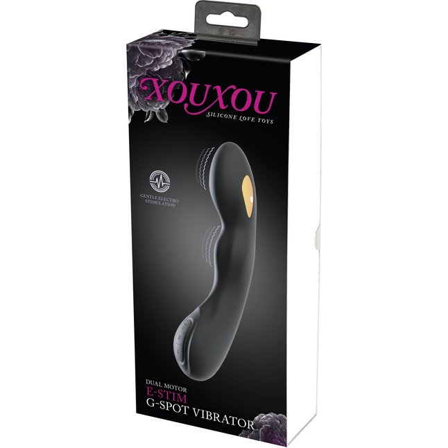 Черный вибратор-электростимулятор для точки G - 20,2 см - XOUXOU. Фотография 2.