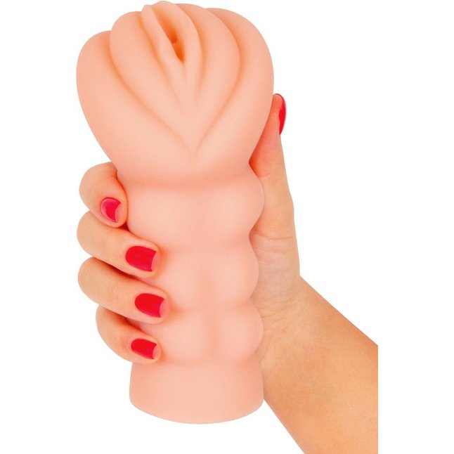 Телесный мастурбатор-вагина с эрекционными кольцами в комплекте. Фотография 6.