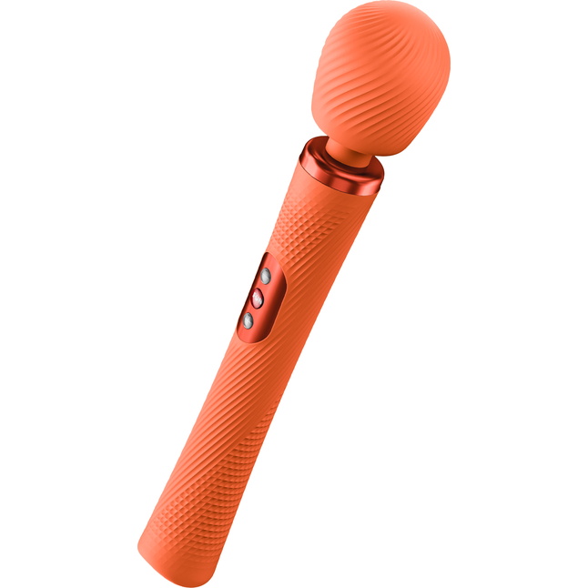Оранжевый жезловый вибромассажер Vim Vibrating Wand - 31,3 см. Фотография 3.