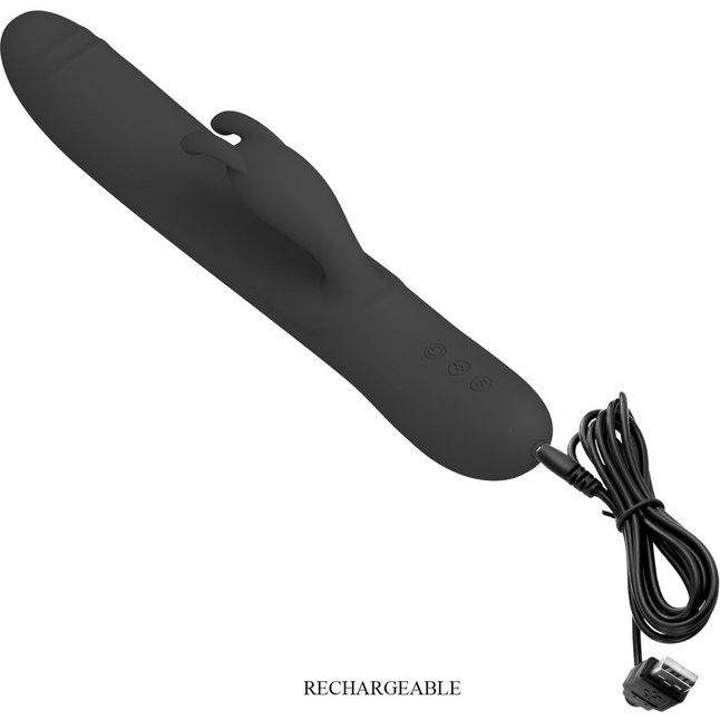 Черный вибратор-кролик Byron с движущимися шариками - 25 см - Pretty Love. Фотография 8.