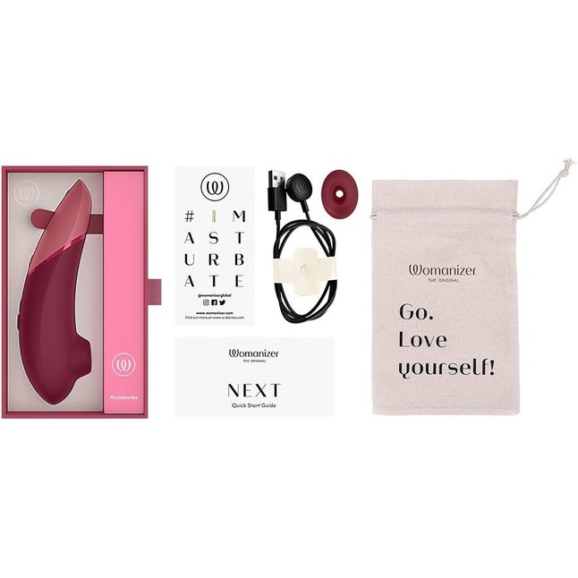 Бордовый бесконтактный клиторальный стимулятор Womanizer Next. Фотография 8.