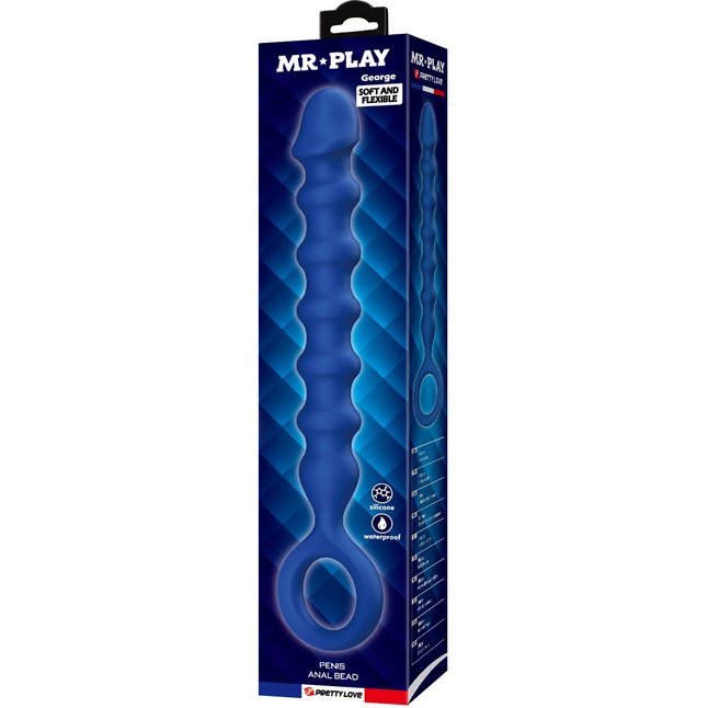 Синяя анальная цепочка - 28,5 см - Mr.Play. Фотография 3.