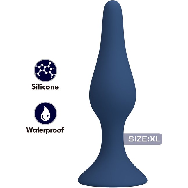 Синяя анальная пробка Slim Anal Plug XL - 15,4 см - Mr.Play. Фотография 7.