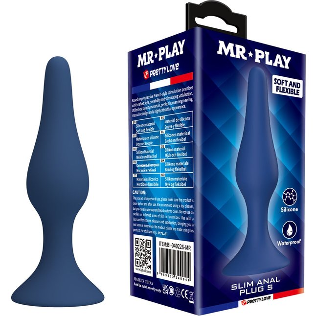 Синяя анальная пробка Slim Anal Plug S - 10,3 см - Mr.Play. Фотография 2.