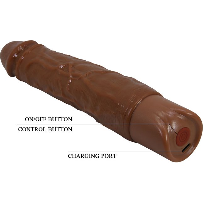 Коричневый реалистичный вибратор Osric - 22,3 см - Pretty Love. Фотография 9.