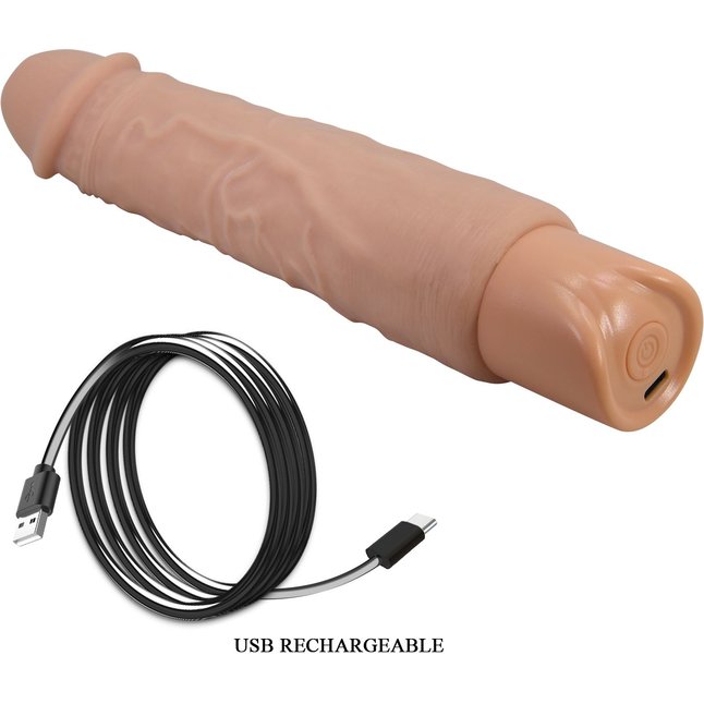 Телесный реалистичный вибратор Rufus - 23,8 см - Pretty Love. Фотография 10.