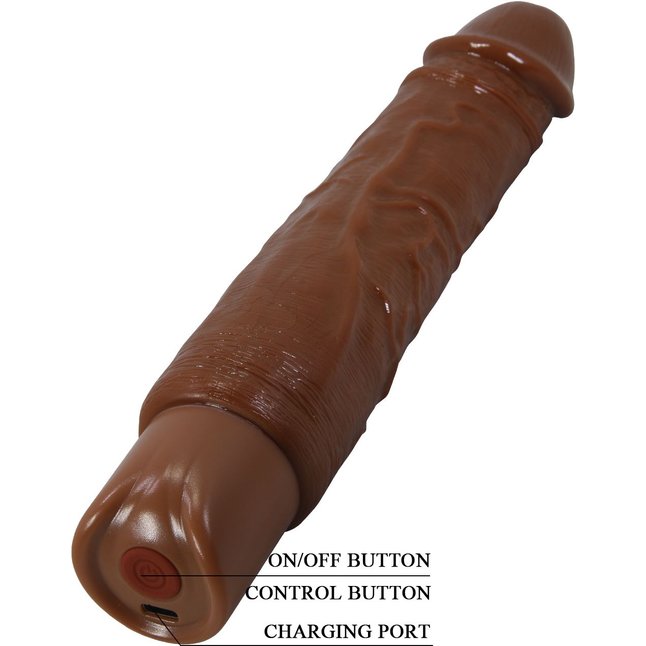 Коричневый реалистичный вибратор Rufus - 23,8 см - Pretty Love. Фотография 9.