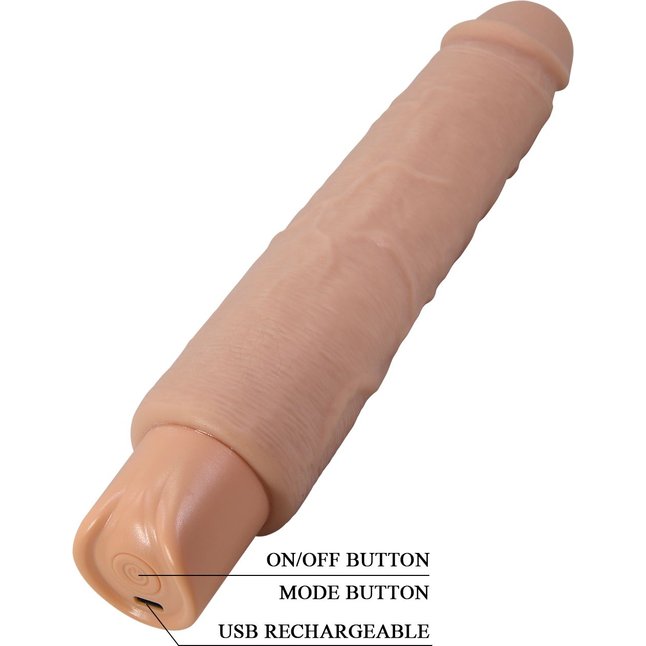 Телесный реалистичный вибратор Soren - 25,2 см - Pretty Love. Фотография 9.