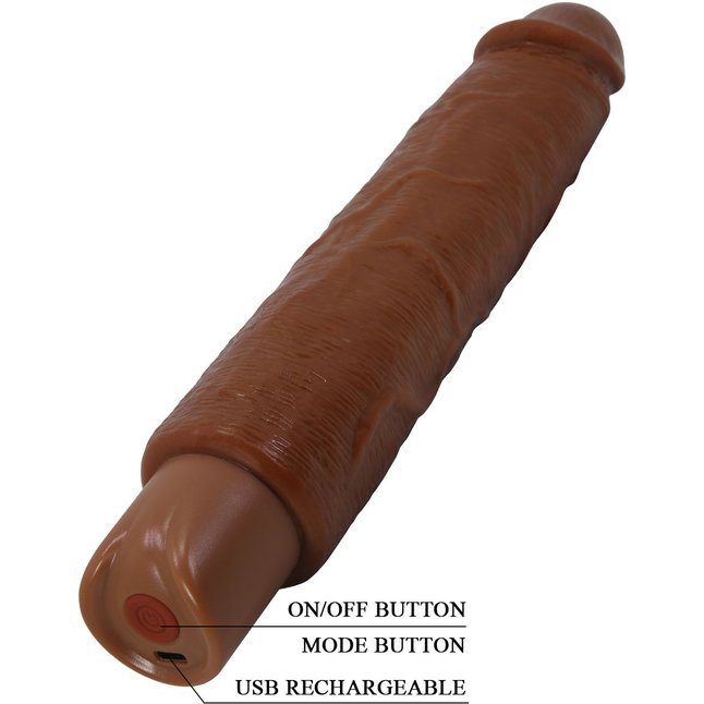 Коричневый реалистичный вибратор Soren - 25,2 см - Pretty Love. Фотография 9.