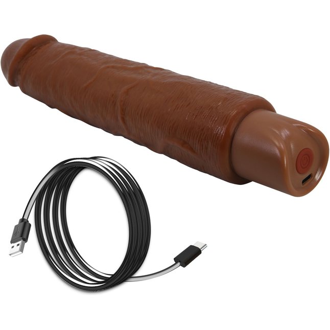 Коричневый реалистичный вибратор Soren - 25,2 см - Pretty Love. Фотография 10.