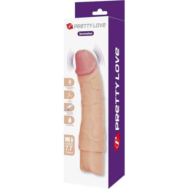 Телесный реалистичный вибратор Jermaine - 19,5 см - Pretty Love. Фотография 3.