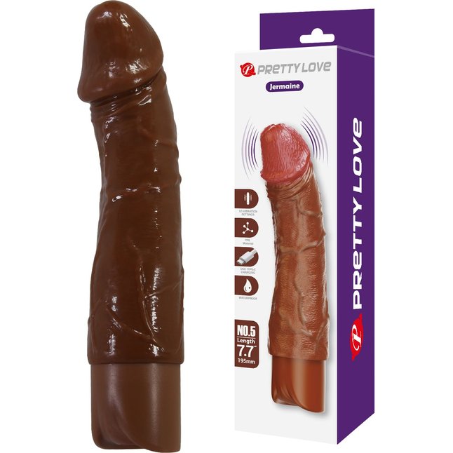 Коричневый реалистичный вибратор Jermaine - 19,5 см - Pretty Love. Фотография 2.