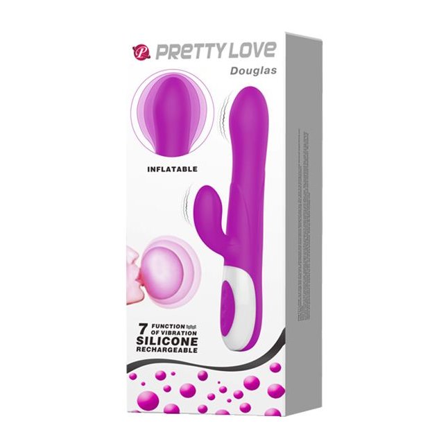 Лиловый вибратор Douglas с клиторальным отростком и функцией расширения - 24,9 см - Pretty Love. Фотография 2.