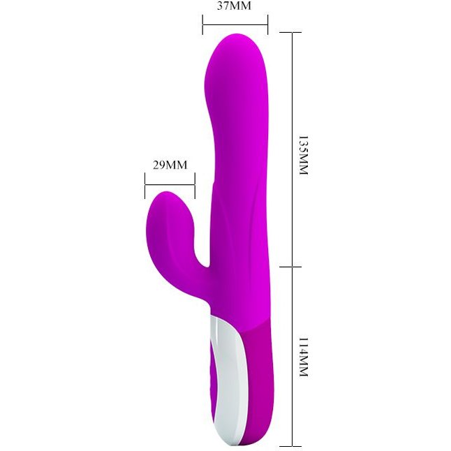 Лиловый вибратор Douglas с клиторальным отростком и функцией расширения - 24,9 см - Pretty Love. Фотография 6.